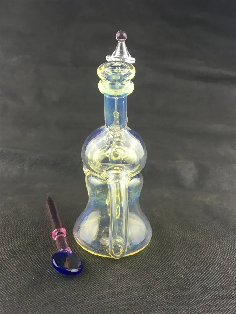 Narguilé en verre argenté fumé, tuyau de plate-forme pétrolière, joint de 14 mm, bienvenue sur commande