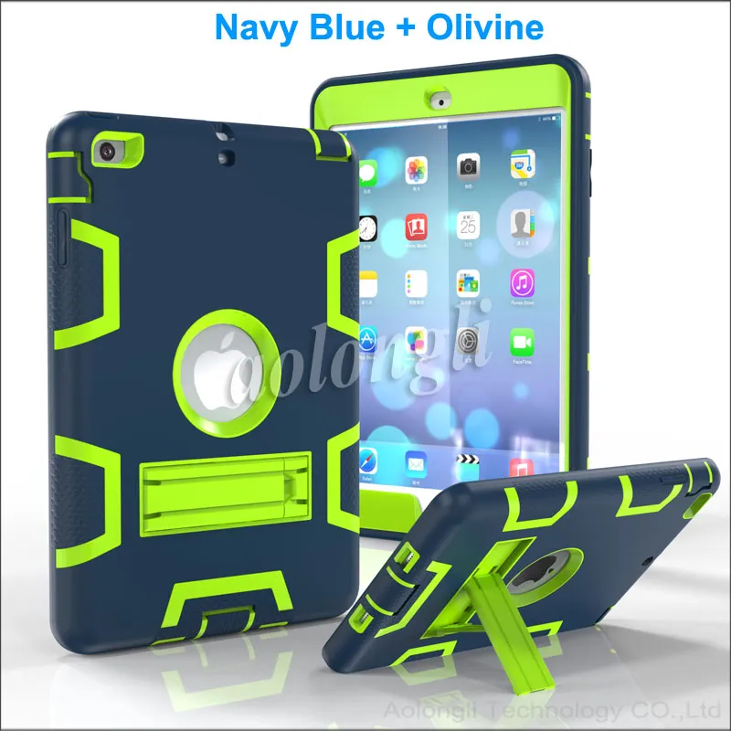 Ny Kickstand Hybrid 3 i 1 Robot Protection Case PC + Silicone Gummi Armor Stativ Cover Case till iPad Mini 1 Mini 2/3