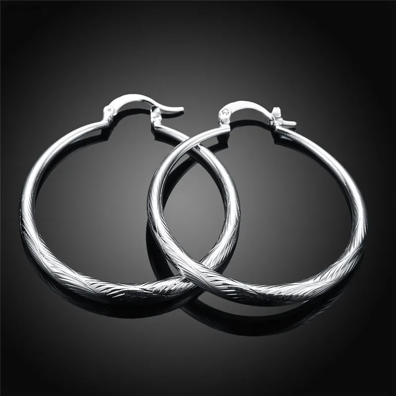 Fashion hoop earrings 925 silver jewelry diameter 4cm classic charm design cool street style Europe Hot Cheap Wholesale