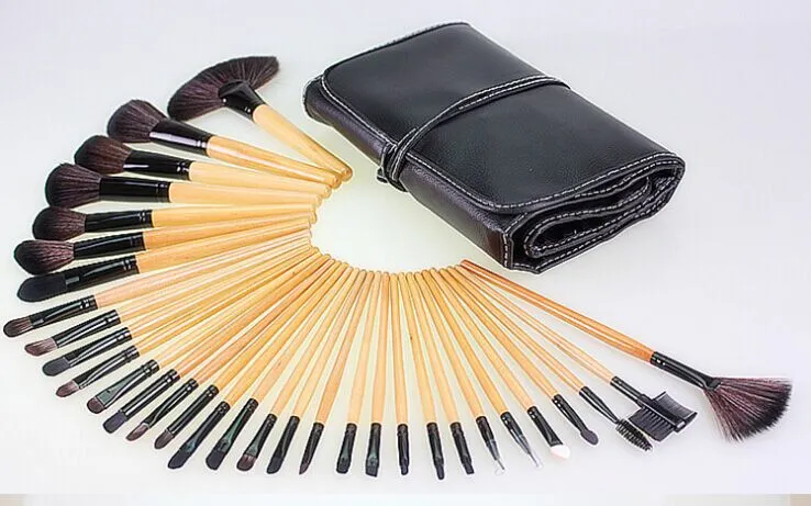 New Makeup Brushes Set Pro Cosmetic Brush Eyebrow Foundation Shadows Eyeliner Lip Kabuki Make Up Tools Kits & Pouch Bag 