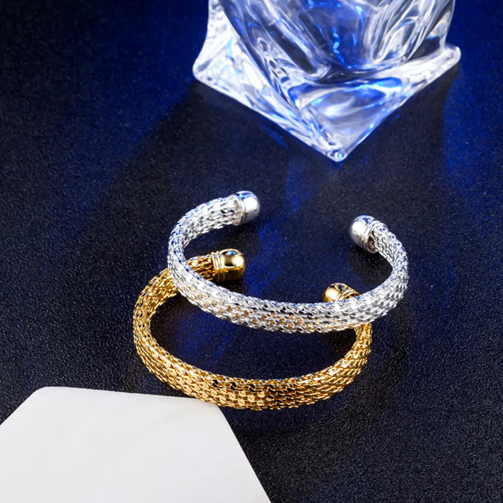 10 pçs/lote preço de fábrica de presente quente 925 pulseira de charme de prata Burst tricô largura 18 K pulseira de ouro joias da moda 1831