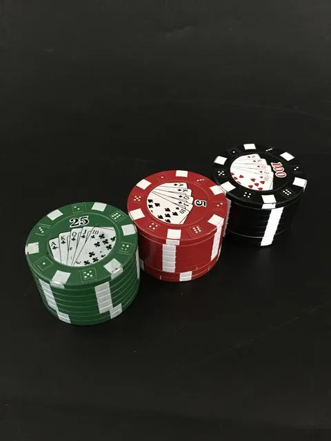 Poker moedor de fumar Herb moedor de tabaco de vidro Metal moedor com cores diferentes