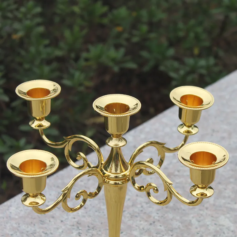 Golden Metal Candle Holder 5Arms Candle Stand 27 cm Tall Wedding Event Candelabra Candle Stick2785519