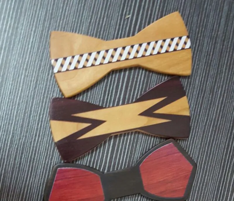 Farbige Muster Holzfliege Halbzeuge 30 Stile Handgefertigte Schnitzerei Schleife für Gentleman Hochzeitskrawatte Vatertag