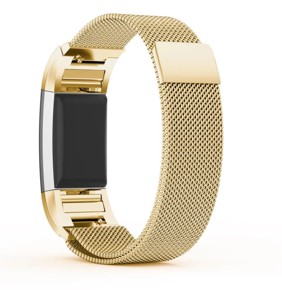 Pulseira de metal com laço milanês magnético de 10 cores para Fitbit Charge 2 Blaze Fitbit Alta HR pulseira de relógio de aço inoxidável malha S1352820