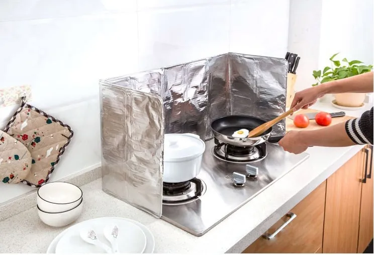 Creative Gas Stove Aluminum Foil Oil Splatter Guard Heat Resistant Splash  Guard For Kitchen Home Use Cooking Frying Oil Splash Guard