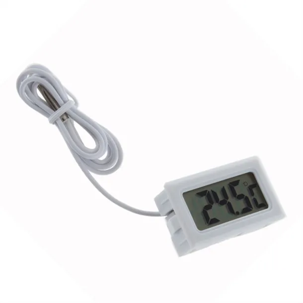 FY-10 Digital Thermometer Embedded Professinal Mini LCD Temperature Sensor Fridge Freezer Thermometer -50 to 110C Controller Black / White