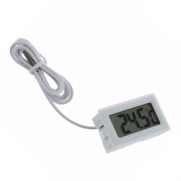 2 mètres de ligne FY-10 Thermomètre Intégré Professinal Mini LCD Capteur de température numérique Congélateur Thermomètre -50-110C Contrôleur Noir Blanc