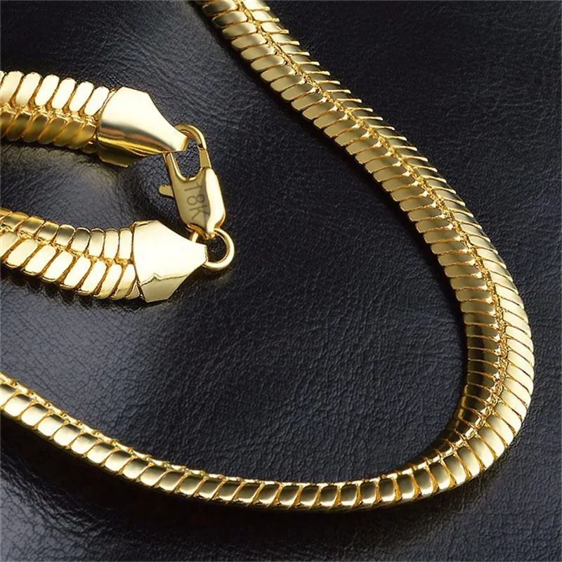 Yhamni Gold Color Necklace Men Jewelryまったく新しいトレンディ9 mm幅9 mmフィガロネックレスチェーンゴールドジュエリーNX1922566766