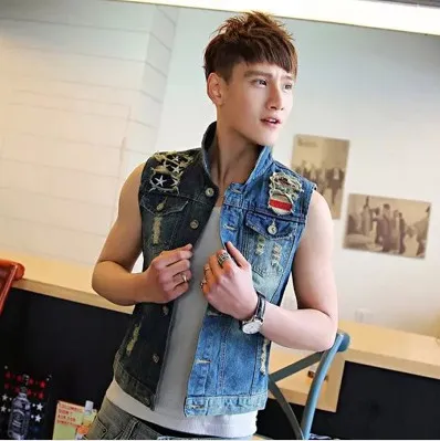 Fashion How To Wear A Denim Vest For Guys Men Jean Vests Classic