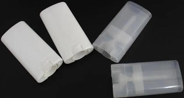 Portable DIY 1000PCs/lot 15ml Plastic Empty Oval Lip Balm Tubes Deodorant Containers Clear White Lipstick Fashion Cool Lip Tubes