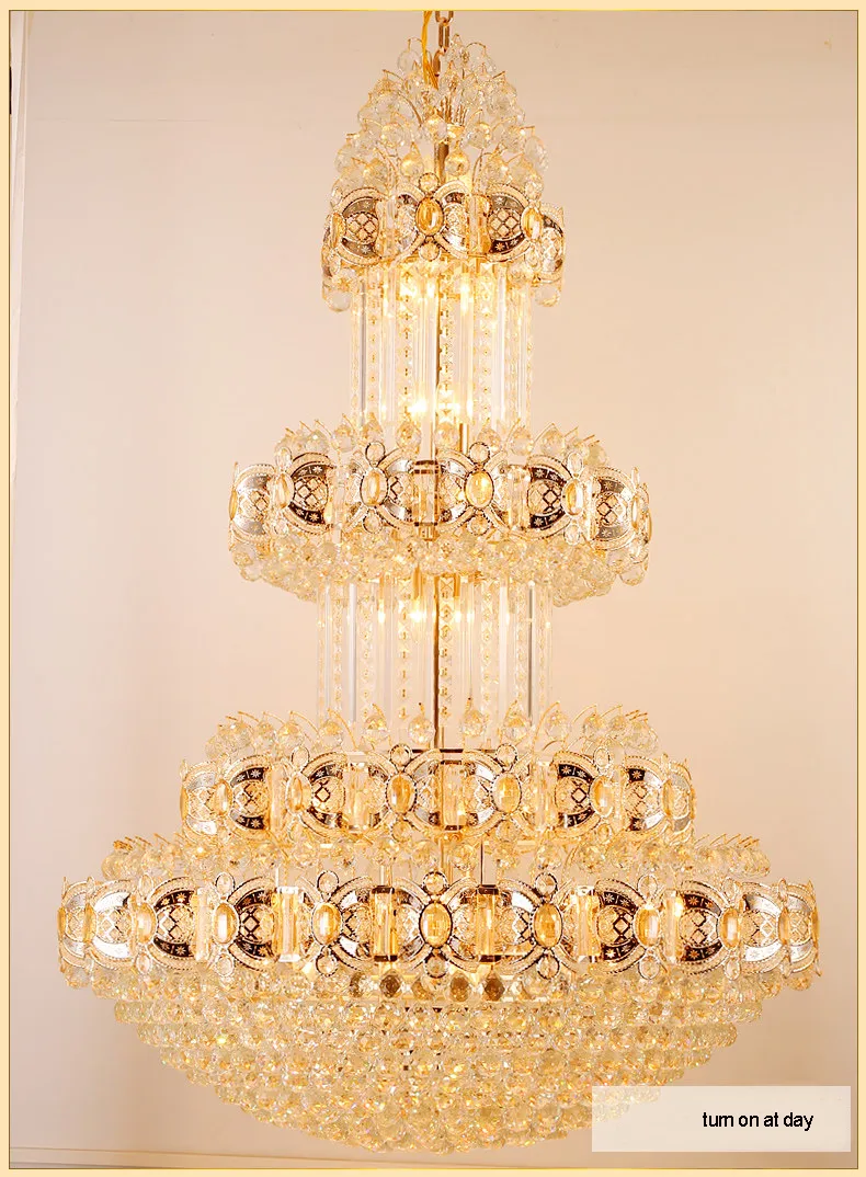 Modern Crystal Chandeliers Golden Crystal Chandelier Lights Fixtur Lång LED -lampor Hotelllobby Luxury Shining Villa Home inomhusbelysning