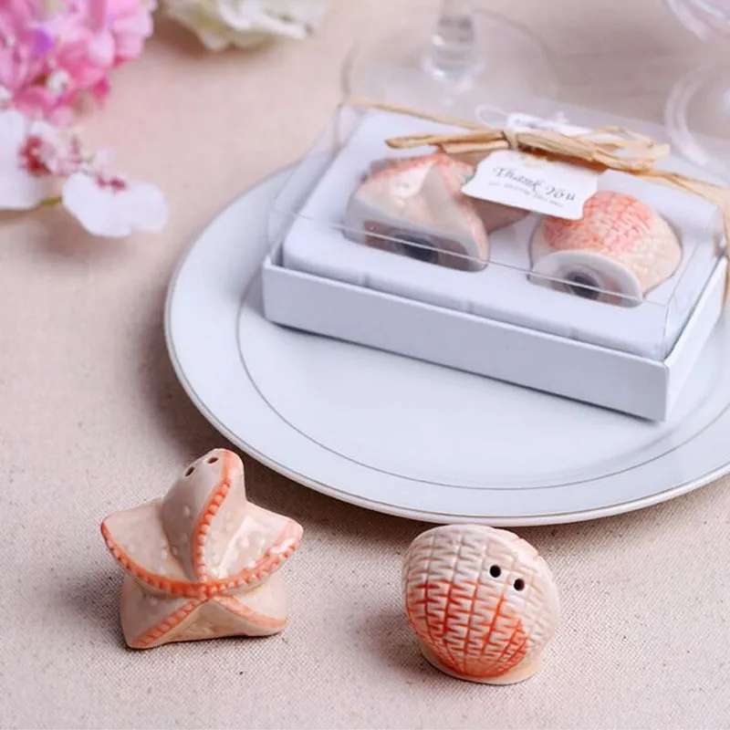 Apple Pea Starfish Shell Ceramic Salt And Pepper Shaker Beach Party Favor Souvenirs Wedding Christmas Gift ZA1227