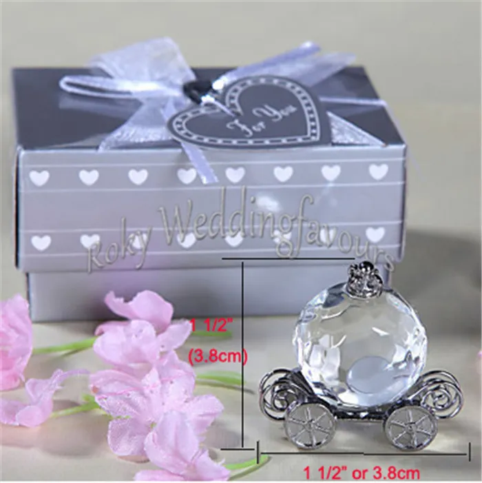 Darmowa Wysyłka 50 Sztuk Crystal Wedding Favors Kopciuszek Dyni Coach Wydarzenia Prezenty Bajki Temat Baby Shower Urodziny Pomysły Kryształowy Wózek