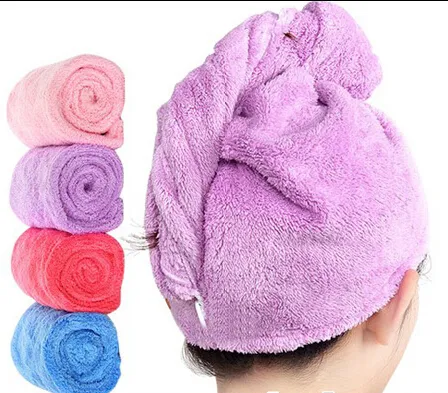 Bunte, modische, weiche, saugfähige neue Korallen-Samt-Duschhaube für trockenes Haar, schnell trocknendes Handtuch aus China im Großhandel