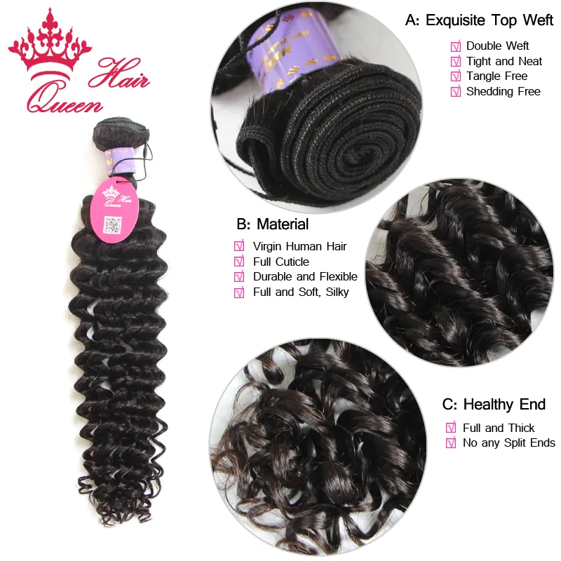 Queen Hair Virgin Malaysian Deep Wave Virgin Hair Extensions Malaysisches Curly Virgin Hair 2 Stück / Los 8quot28quot100gStück 1B2289614