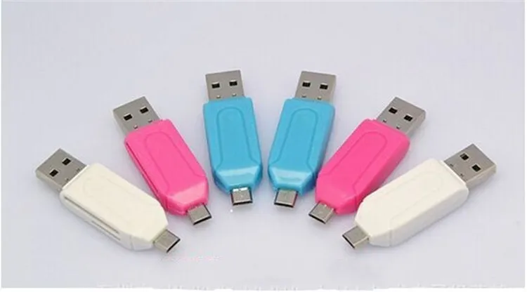 2 USBの男性のマイクロUSBデュアルスロットOTGアダプターTF / SDメモリーカードリーダー32GB 4 8 16GBのアンドロイドスマートフォンタブレットSamsung