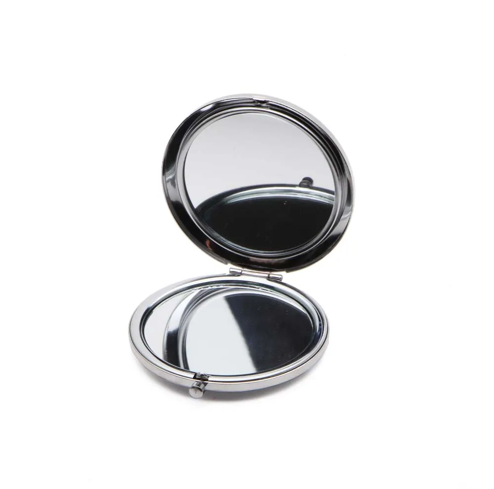 Miroir Blank Compact Maquillage cosmétiques en métal Miroir grossissant bricolage Miroir Portable Couleur Argent # 18410-1