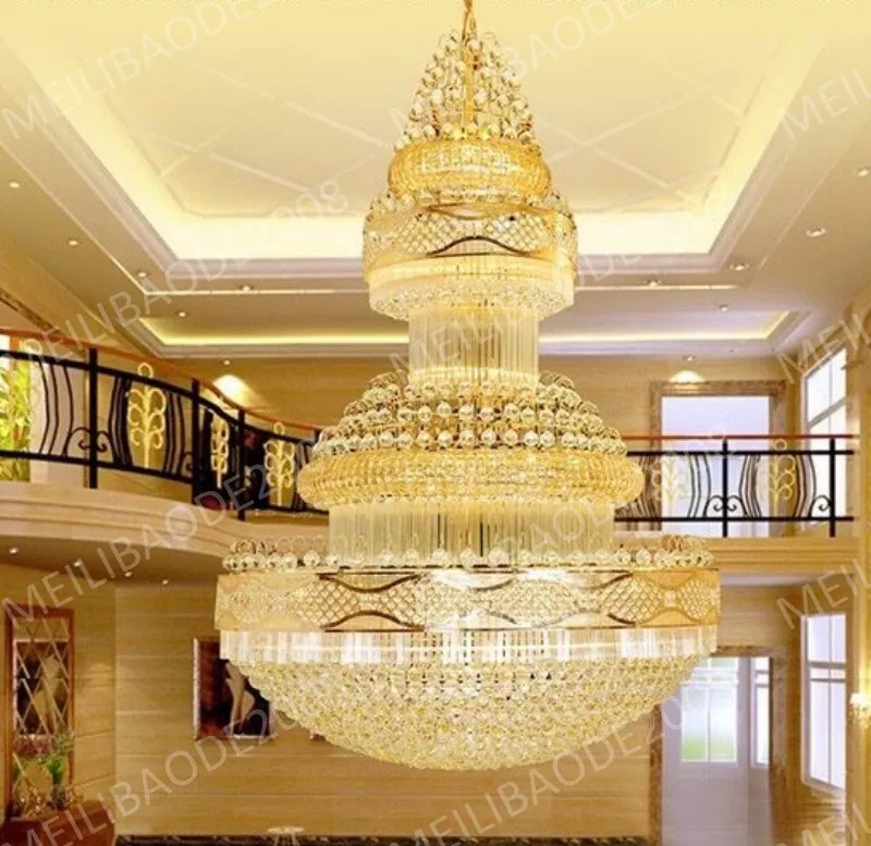 BE37 Duplex Living Room Large Chandeliers Villa K9 Crystal Pendant Lamp Hotel Engineering Hall Staircases Droplight Lights Lighting