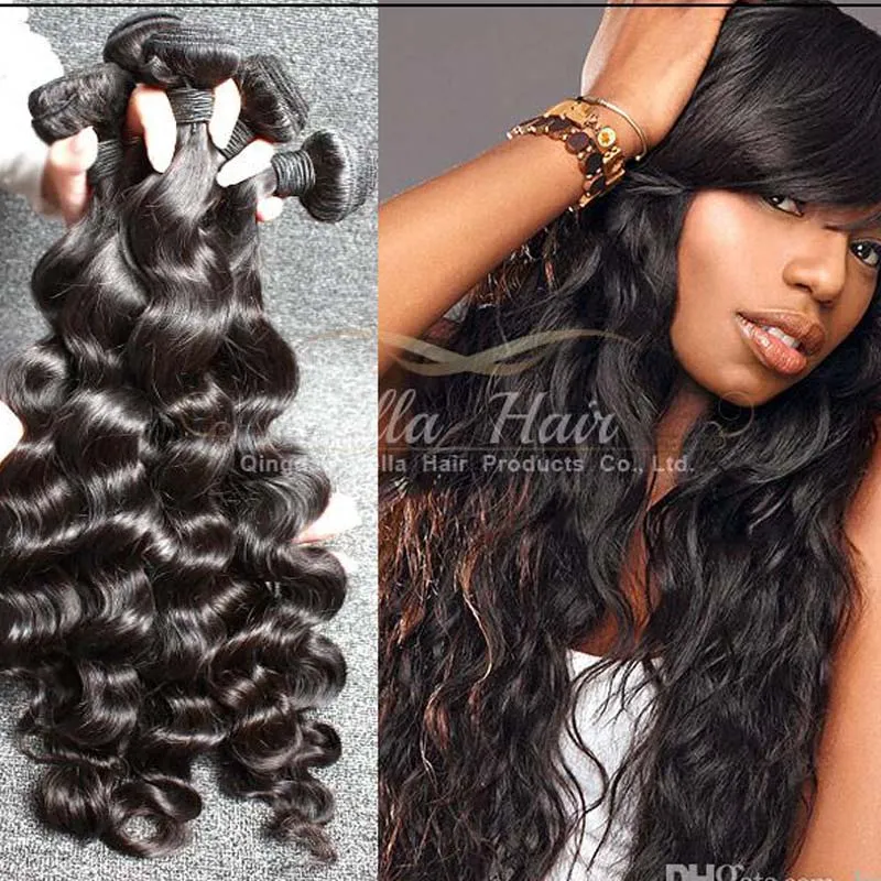 Loose Deep Hair Weaves Peruvian Human Hair Wefts High Quality Double Weft 8"-34" 3Pcs Lot Bellahair Wholesale in Bulk