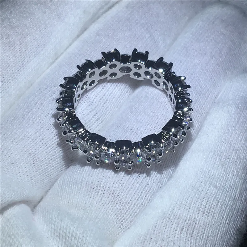 Victoria Wieck bague pleine ronde 4mm 5A Zircon cristal 925 argent Sterling fiançailles alliance bagues pour femmes bijoux cadeau