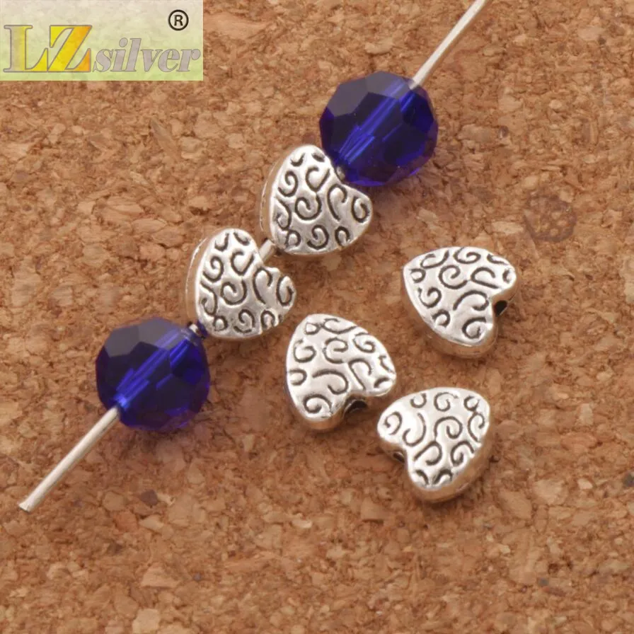 Alloy Fancy Crafted Heart Spacers Loose Beads 5.9X6.1mm Tibetan Silver Jewelry L1767