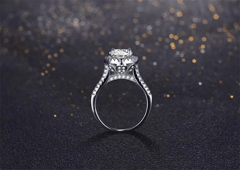 Yhamniファッションオリジナルソリッド925スターリングシルバー高級ダイヤモンドの結婚指輪女性の結婚式の婚約ジュエリーJZ090