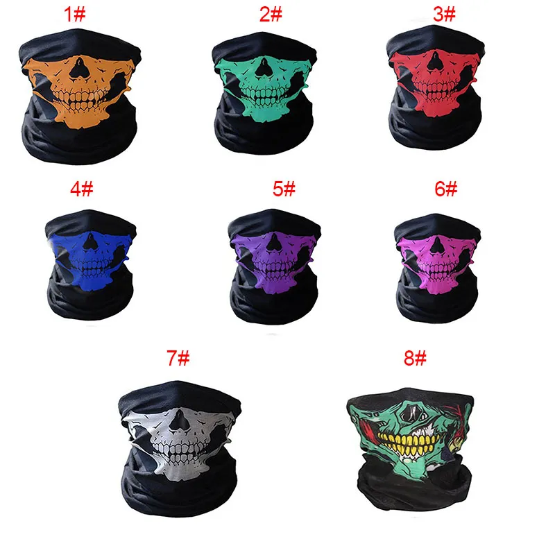 Nuevo Skull Face Mask Deportes al aire libre Ski Bike Motocicleta Bufandas Bandana Neck Snood Fiesta de Halloween Cosplay Máscaras faciales completas WX9-65
