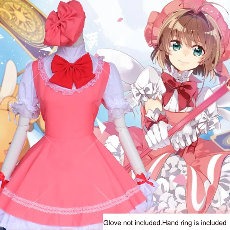 Partihandel-anime Cardcaptor Card Captor Sakura Kinomoto Sakura Cosplay Costume Dress Cap