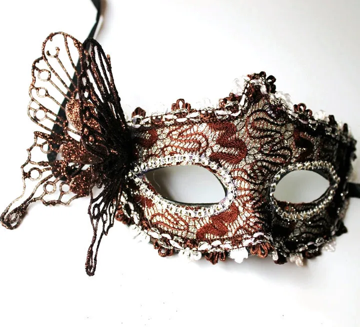 2016 Halloween Masquerade meia máscara facial máscara Venetian pó princesa borboleta dimensional máscara 7 estilos frete grátis