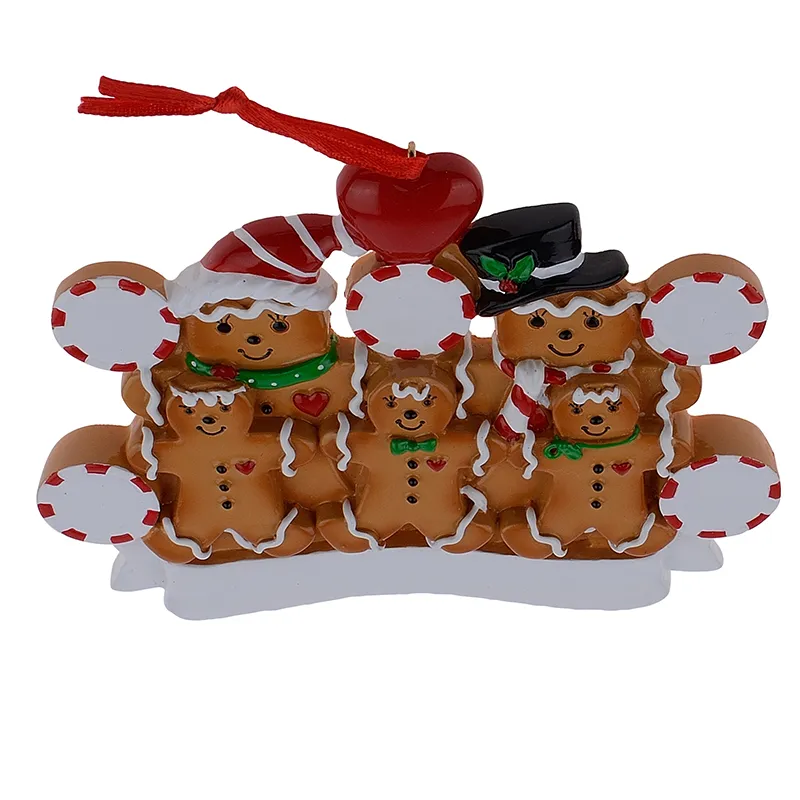 Maxora Gingerbread Family из 5 смол рисовать рождественские украшения с красным яблоком в качестве персонализированных подарков для праздничных вечеринок Home7663365