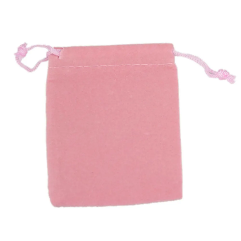 Fluwelen Trekkoord Gift Tassen Kleine Sieraden Pouches Kerst Bruiloft Gunst Holder Custom Gedrukt Logo Roze 7x9cm 