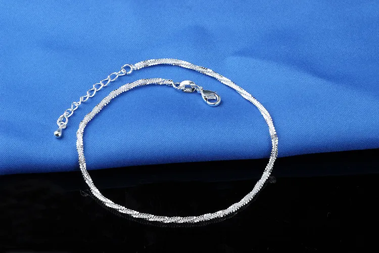 Varejo 925 sterling silver Anklet Único Agradável Sexy Simples Contas de Prata Anklet Tornozeleira Pé Jóias