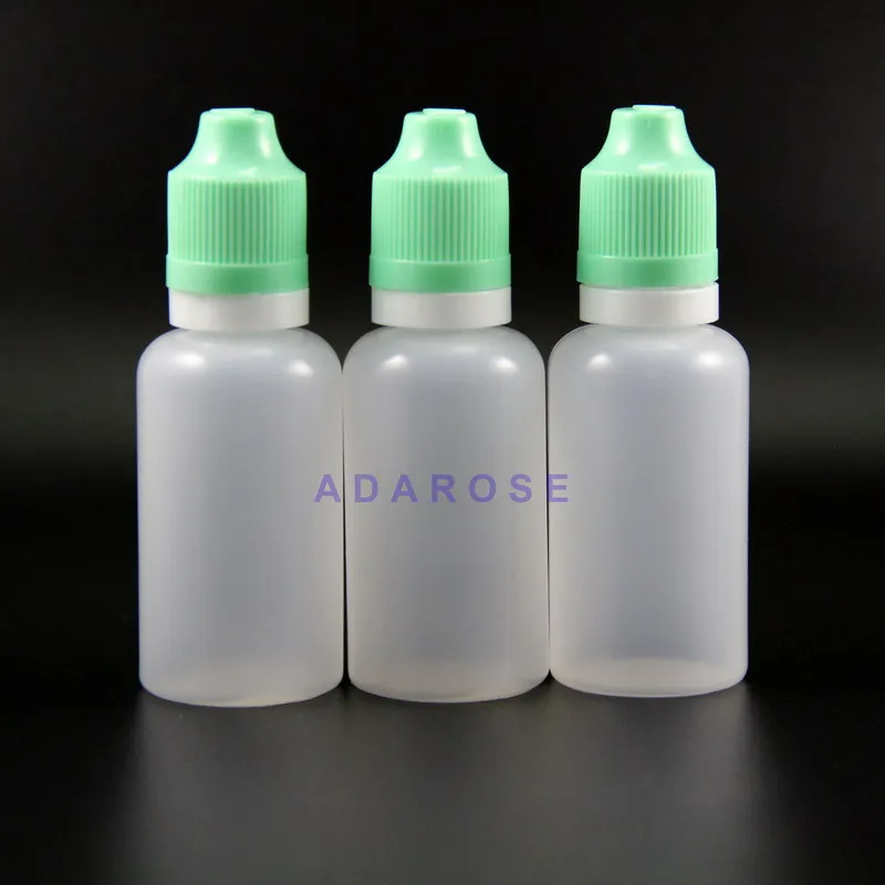 30 ml dubbel bewijs plastic druppelflessen 100 stuks met verzegelde kindveilige veilige doppen damp samendrukbare fles