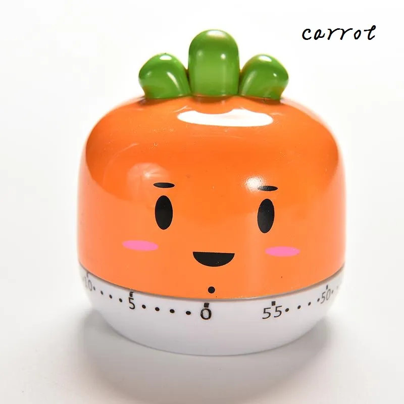 Whole Cartoon Creative Carrot Tomato Kitchen Mechanical Alarm Clock 360 Degree Set Time Reminders Countdown Cooking Tool3748523