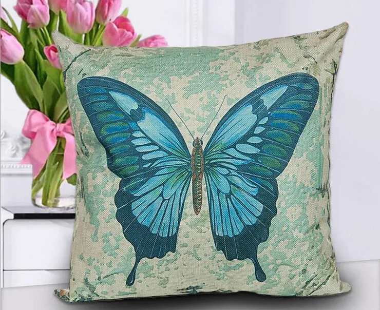 COTTON And LINEN Material Pillow Cases Good Quality Dakimakura Butterfly Print Couch pillow Cushion Covers Naps Pillow Cases