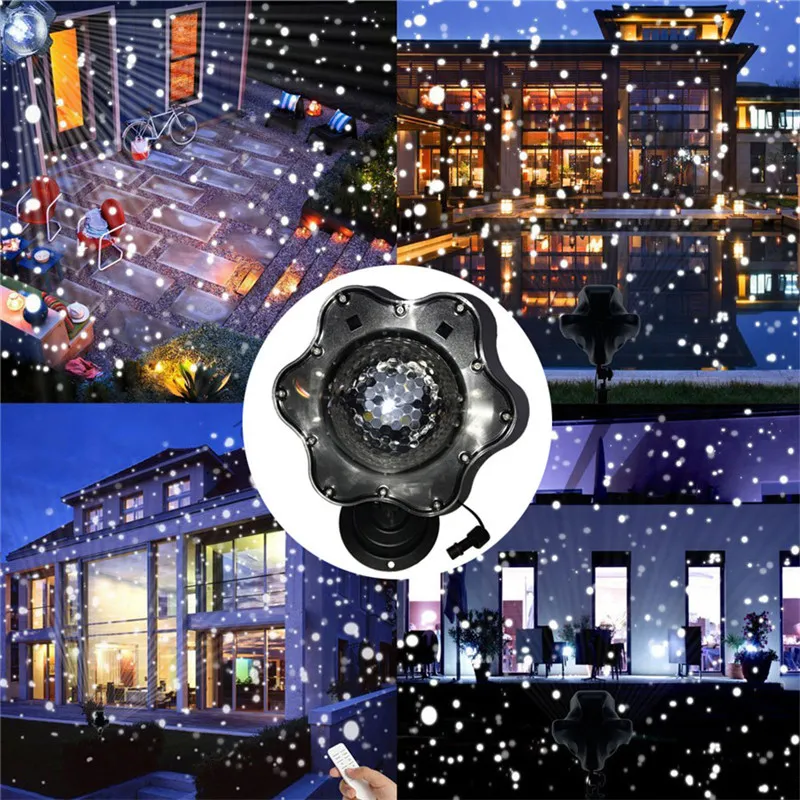 Hot New Moving Snowfall LED Snowflake Paysage Projecteur Laser Applique De Noël Lumière Blanche Neige Étincelant Paysage Projecteur Lumières