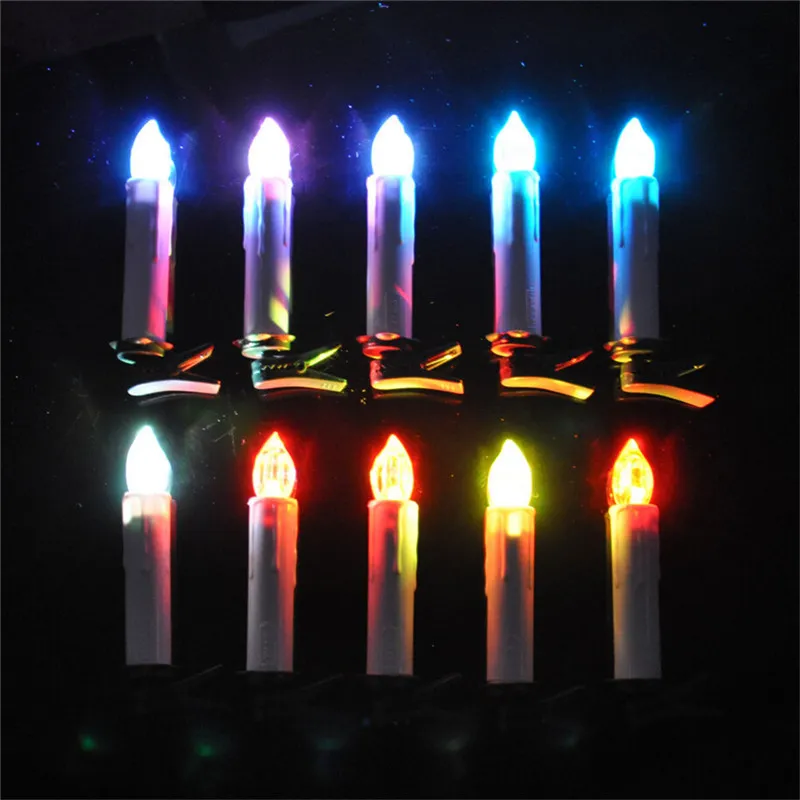 10 stks / set Romantische afstandsbediening Elektrische kaarslicht 12 Kleurverandering Flishing Tea Light Candles for Christmas Thuis Festival Bruiloft