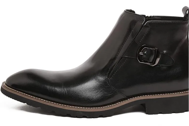 moda italiana stivali da cowboy in pelle da uomo di lusso casual stivaletti neri da uomo scarpe da uomo ufficio affari inverno