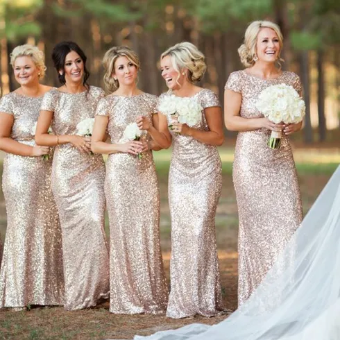 Sparkly Silver Bridesmaid Dresses Champagne Sequin Mermaid Bridesmaid  Dresses Sparkly Backless Beach Wedding Party Gowns Plus Size From Crown2014,