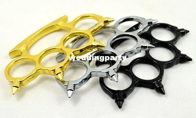 MOLDED SPIKES BRASS KNUCKLE DUSTER GOLD Thin Steel Brass Knuckle