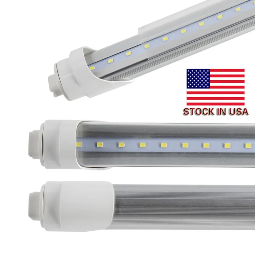 الولايات المتحدة الأمريكية الأسهم R17D أنابيب LED T8 8ft مصابيح أنبوب LED AC85-277V 45W 6000-6500K دبوس مزدوج SMD2835