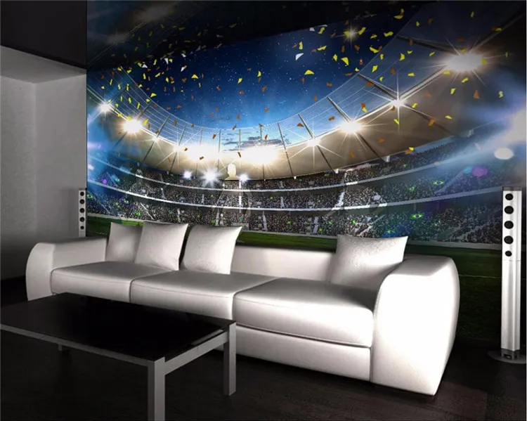 Custom Photo Wallpaper Mural Wall Sticker HD High Football Field 3D