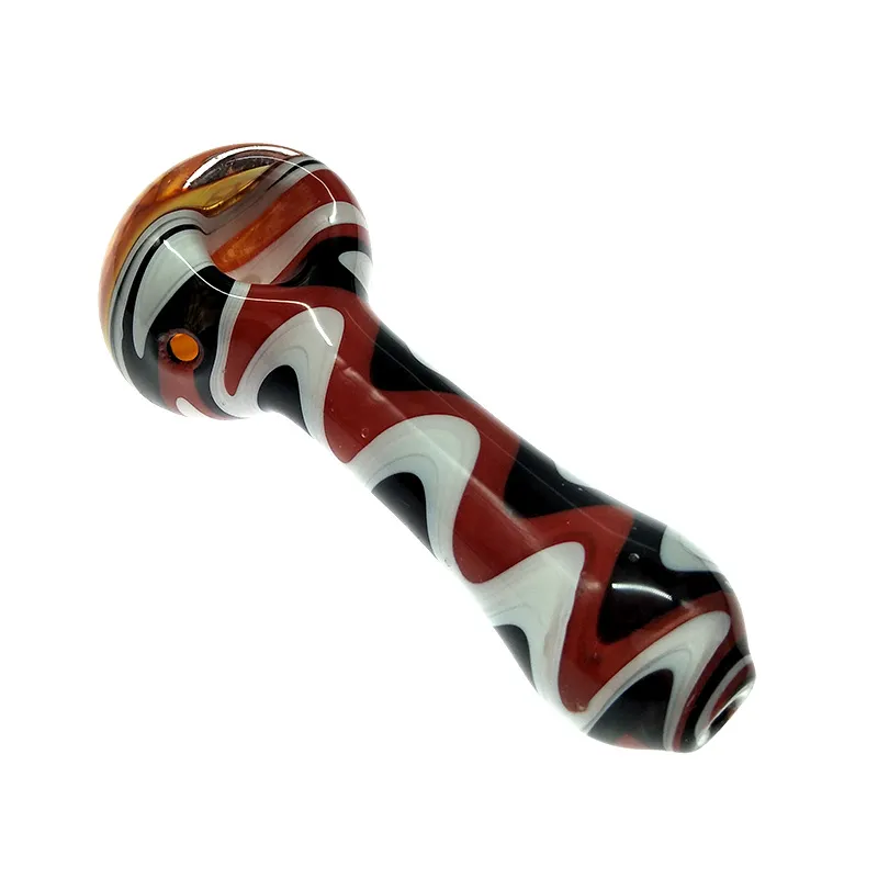 New product 4.3 inch colored switchbacks spoon pipe with honeycomb bowl tobacco glass pipe for smoking use