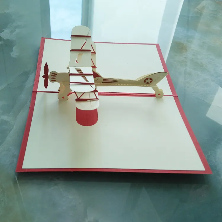 Papier fait à la main coupé avion stéréoscopique 3D carte de voeux type pliant Unique créatif chinois ethnique artisanat cartes cadeaux