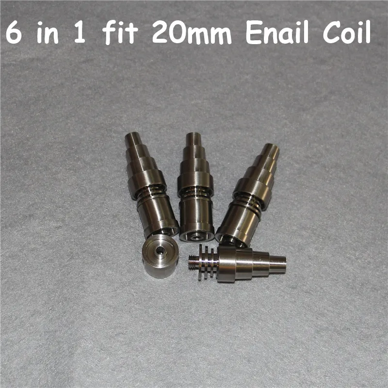 High Quality Titanium Nails 6 IN 1 fit 20mm coil Tool Domeless Gr2Titanium Nail Bangers For Male and Female 19mmTitanium Banger