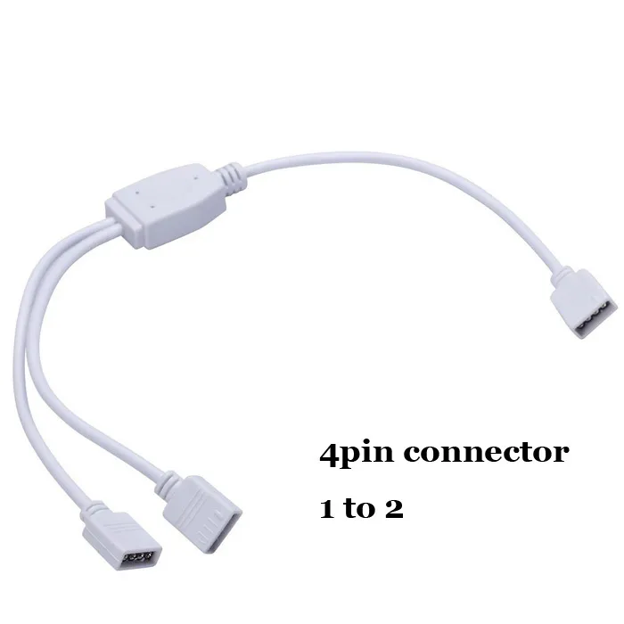 Högkvalitativa belysnings tillbehör 4 stift 1 till 2 Kvinna LED RGB Splitter Connector Cable för 3528 5050 LED-remsa