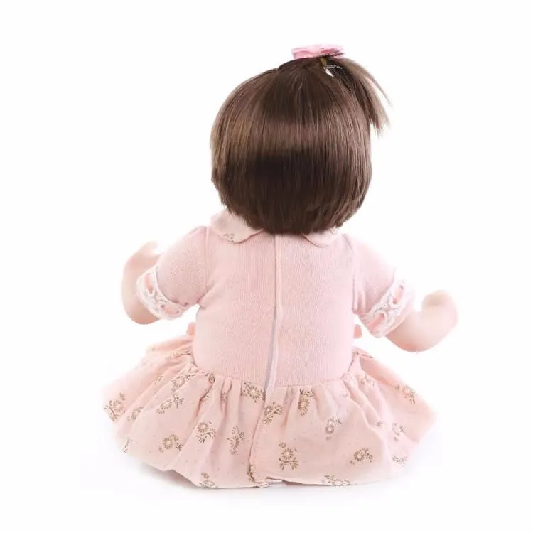 18 pollici morbido corpo in tessuto di silicone bambola del bambino rinato adorabili ragazze della principessa appena nate che indossano abiti arancioni regalo di compleanno bambini