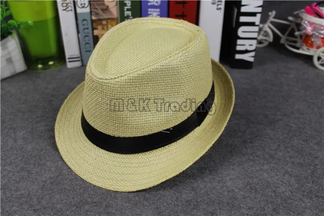 Vogue Homens e Mulheres Chapéus de Palha Panamá Tamanho Infantil Moda de Verão Fedora Chapéu de Aba Mesquinha Pais Bonés de Sol 8 Cores