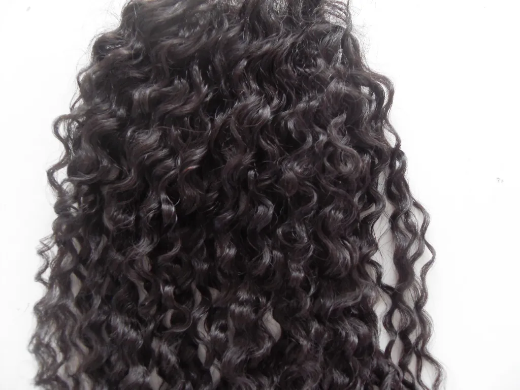 Sufia Brasilianische Echthaarverlängerung, Spitzenfront, Güteklasse 7A, unverarbeitetes, natürliches, schwarzes, lockiges Haar, 10,2 x 10,2 cm, Spitzenverschluss